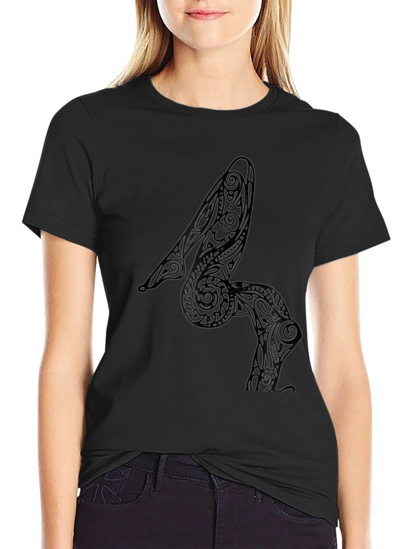 Tribal Heel Art Mens Black T-Shirt