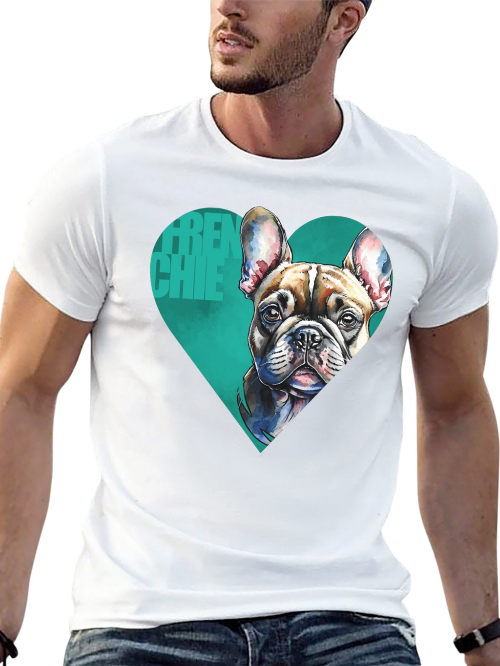 Frenchie Love Mens Black Graphic Tee