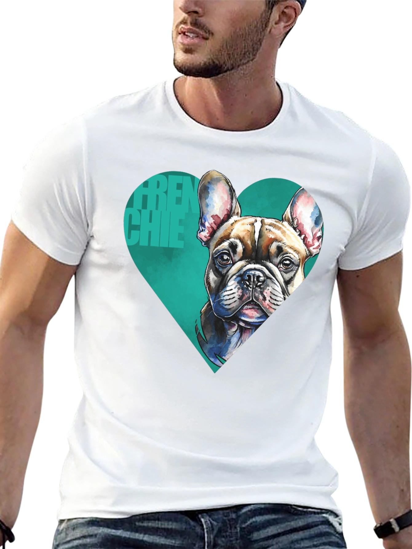 Frenchie Love Mens Black Graphic Tee