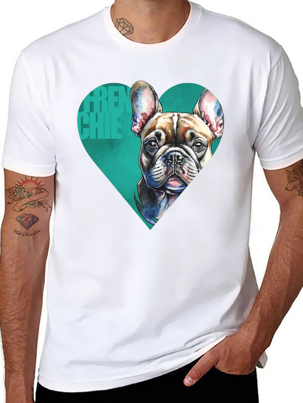 Frenchie Love Mens Black Graphic Tee