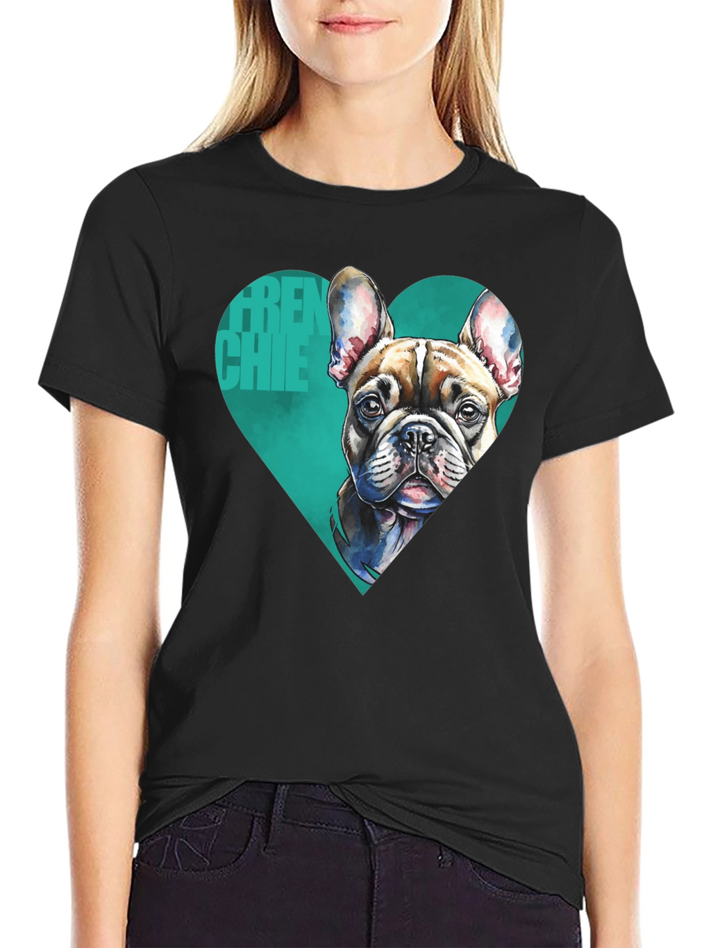 Frenchie Love Mens Black Graphic Tee