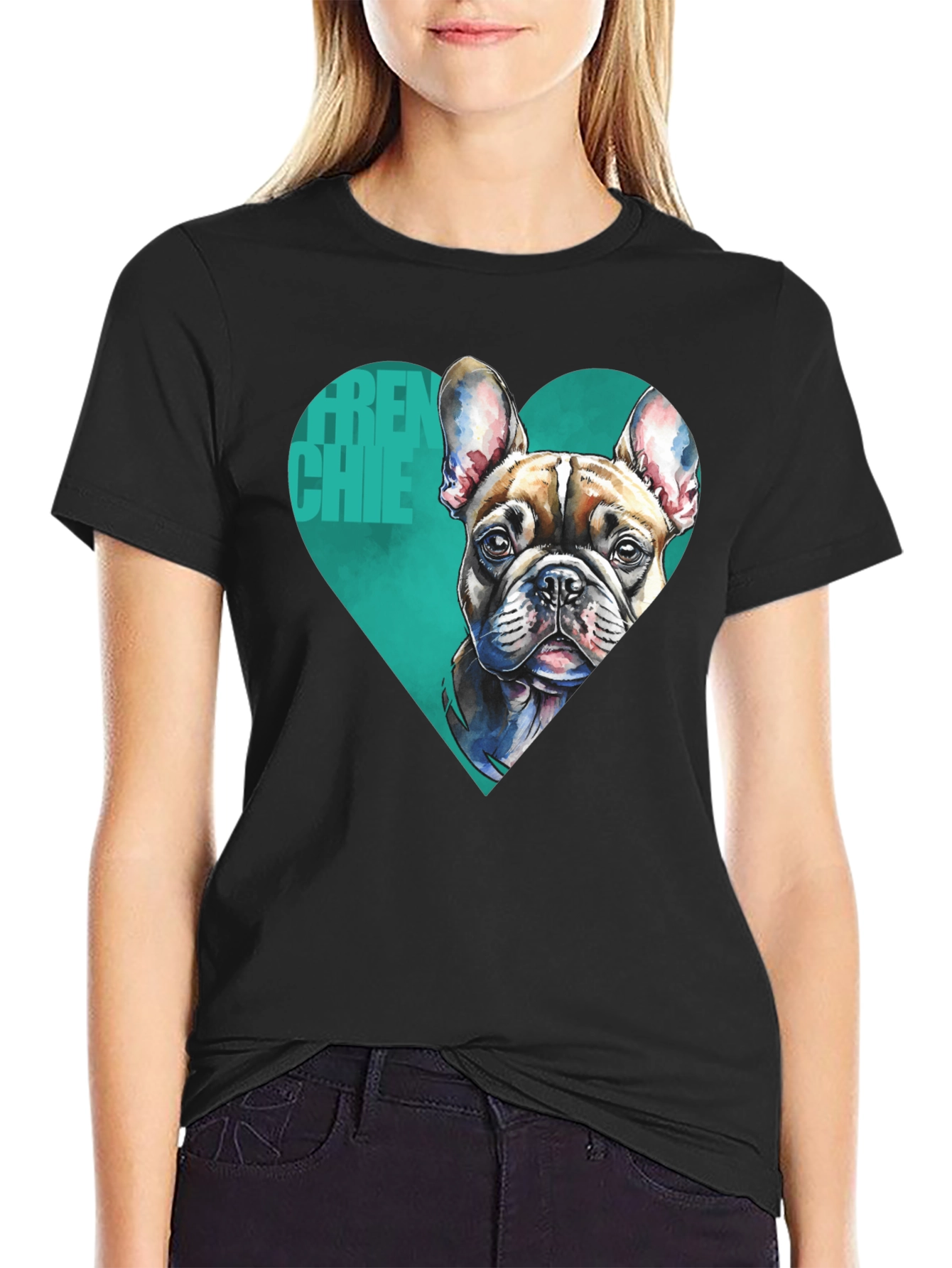 Frenchie Love Mens Black Graphic Tee