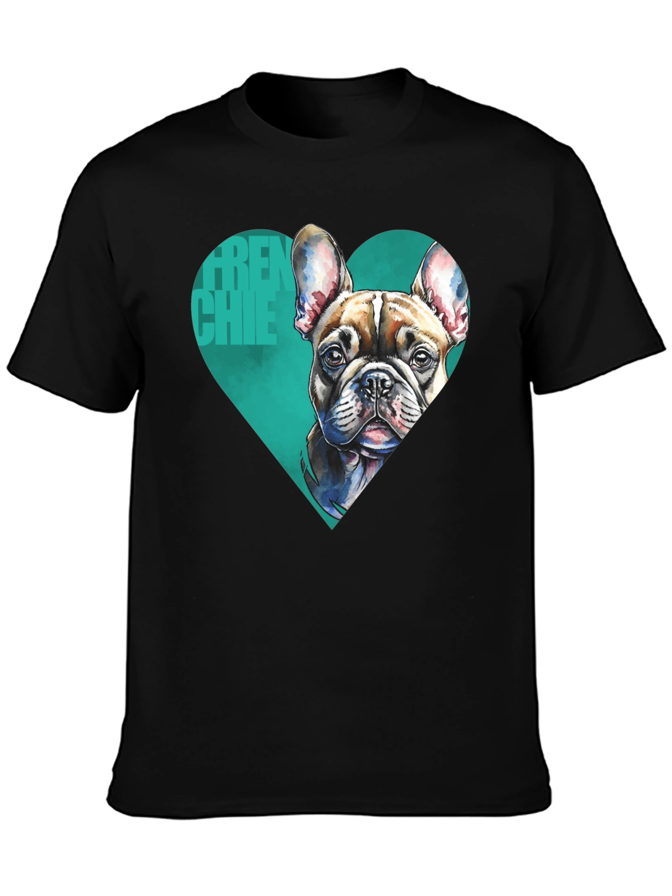 Frenchie Love Mens Black Graphic Tee