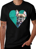 Frenchie Love Mens Black Graphic Tee