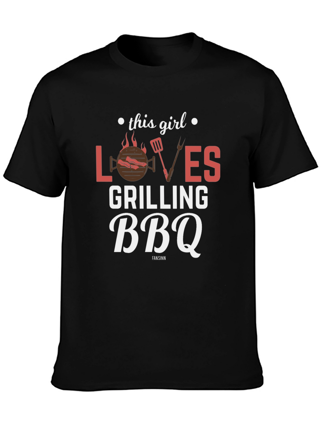 This Girl Loves Grilling BBQ Black T-Shirt