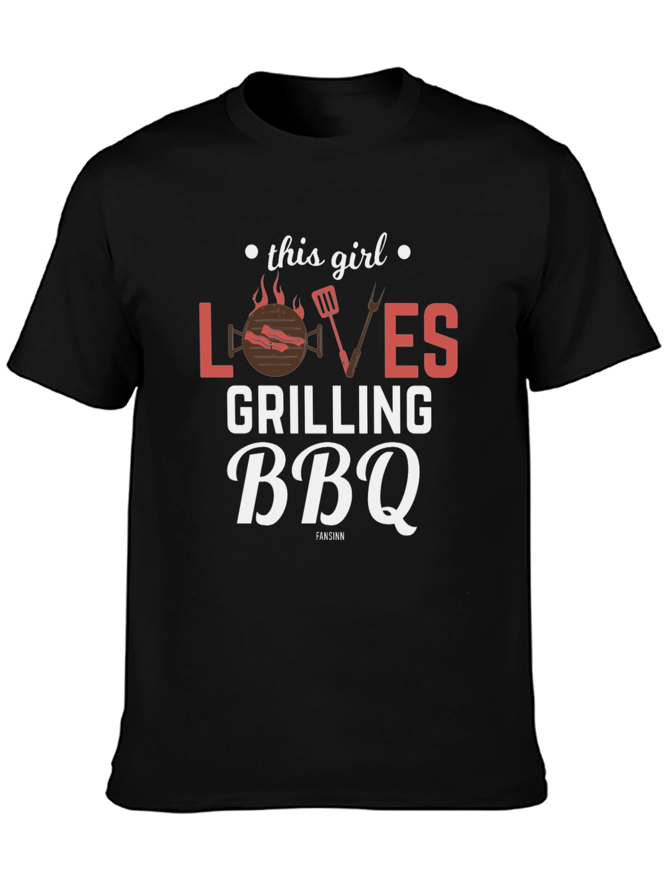 This Girl Loves Grilling BBQ Black T-Shirt
