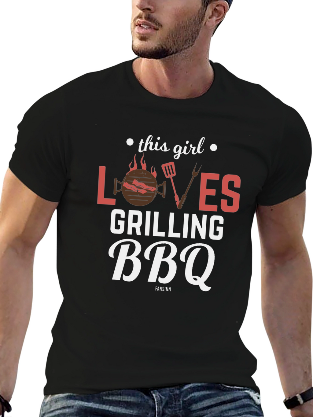 This Girl Loves Grilling BBQ Black T-Shirt