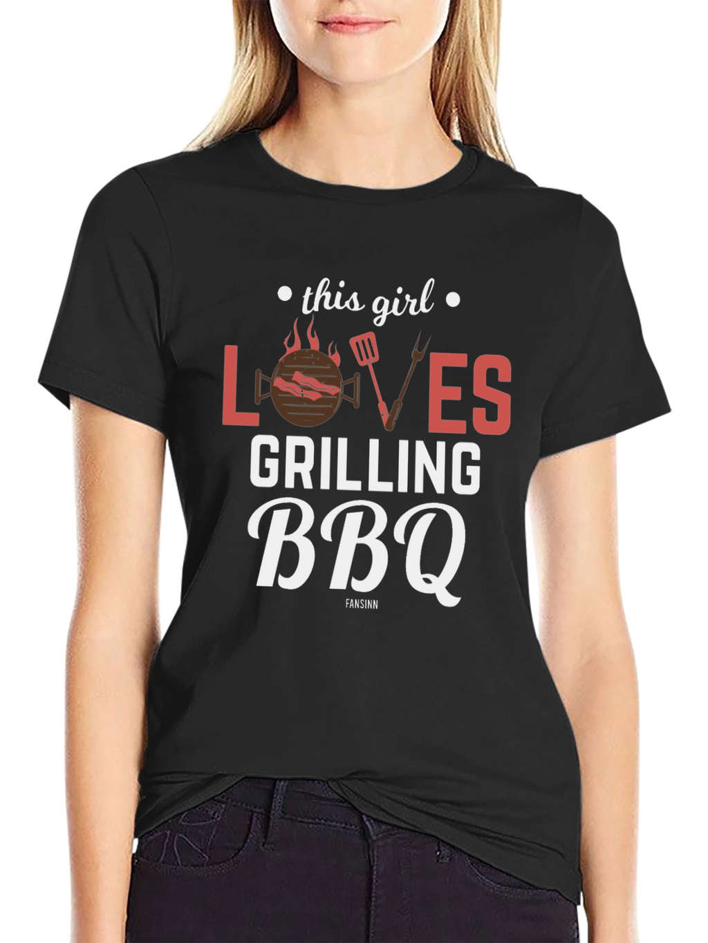 This Girl Loves Grilling BBQ Black T-Shirt