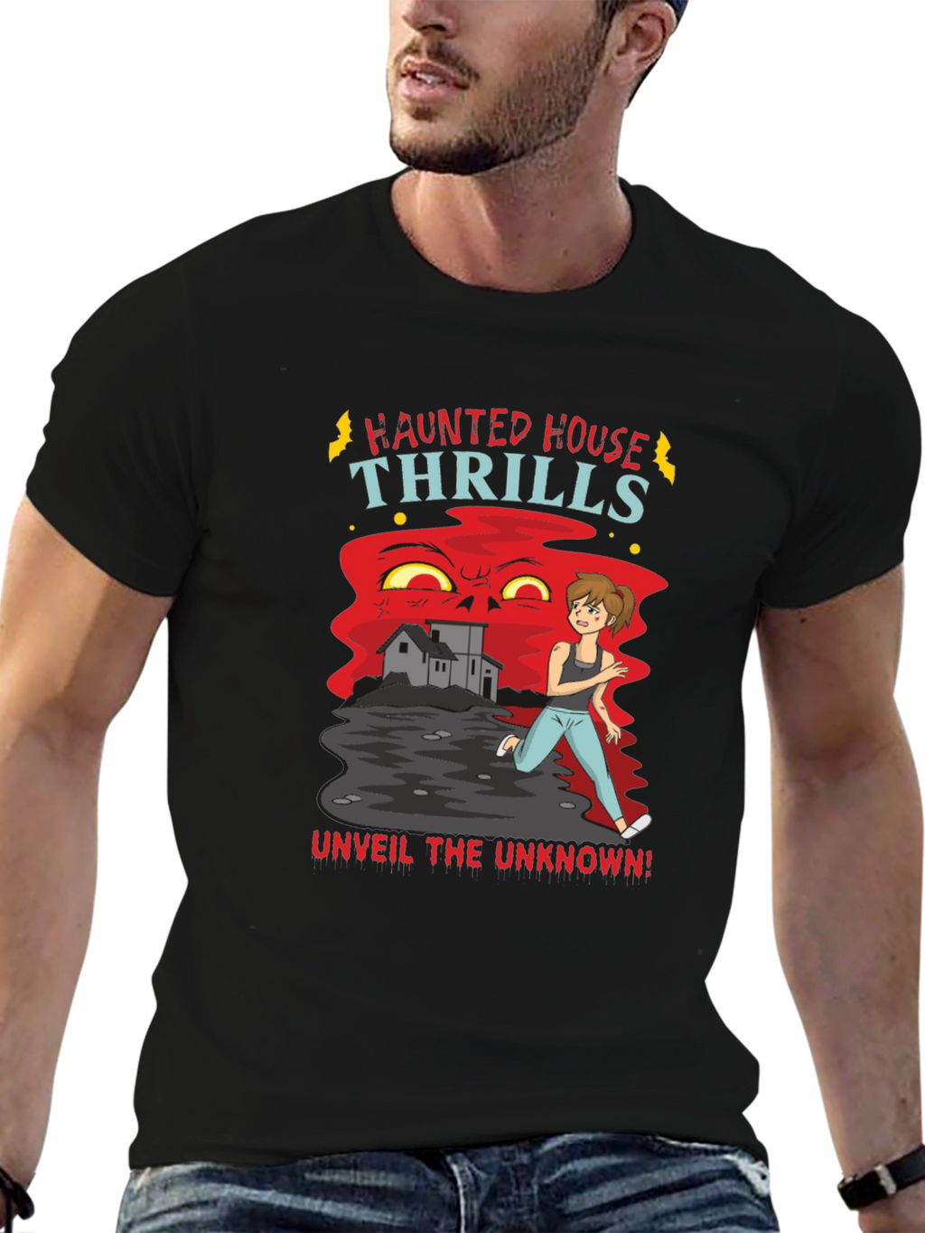 Haunted House Thrills Graphic Tee