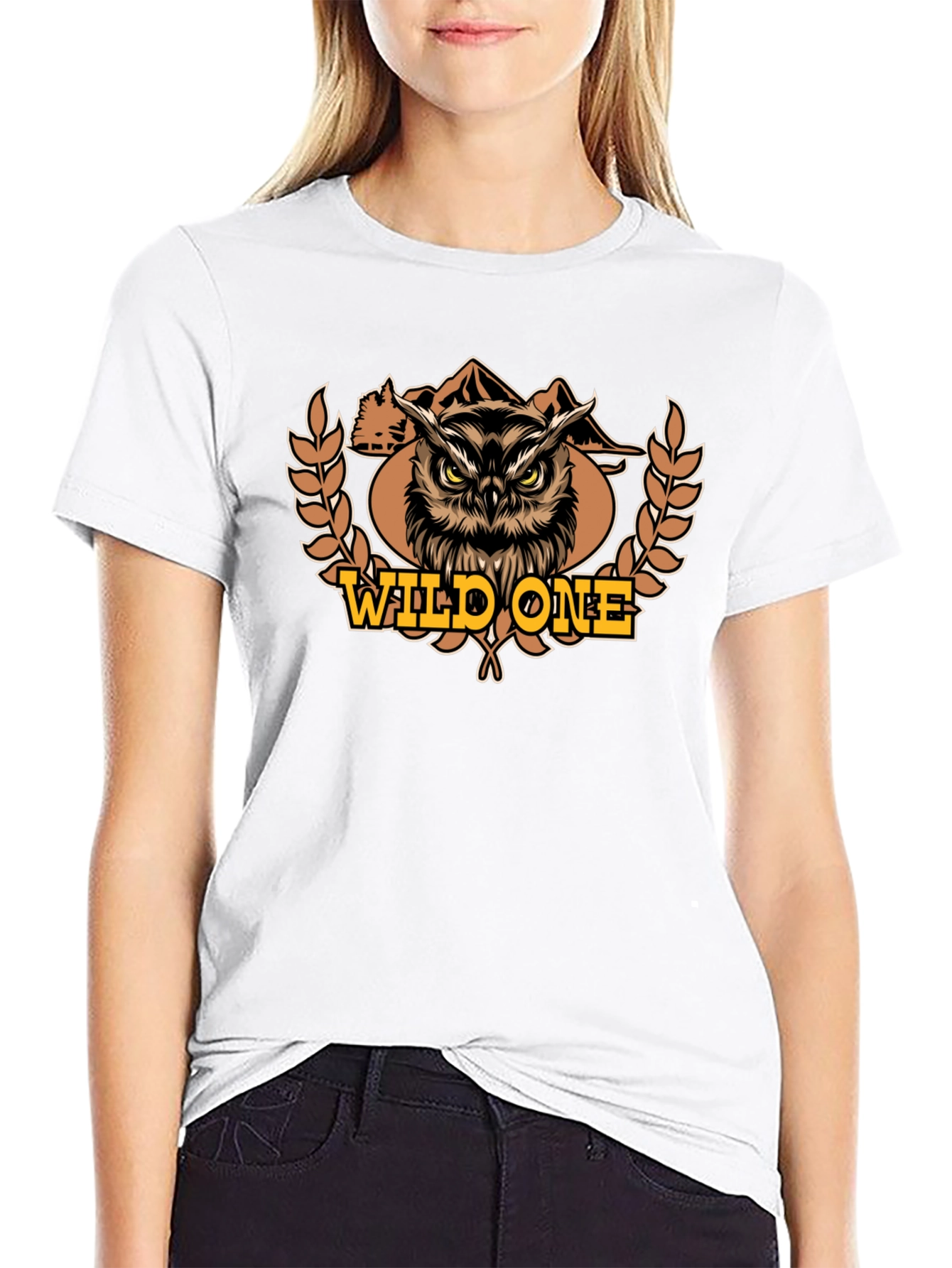 Wild One Owl Graphic Tee - Black Cotton T-Shirt