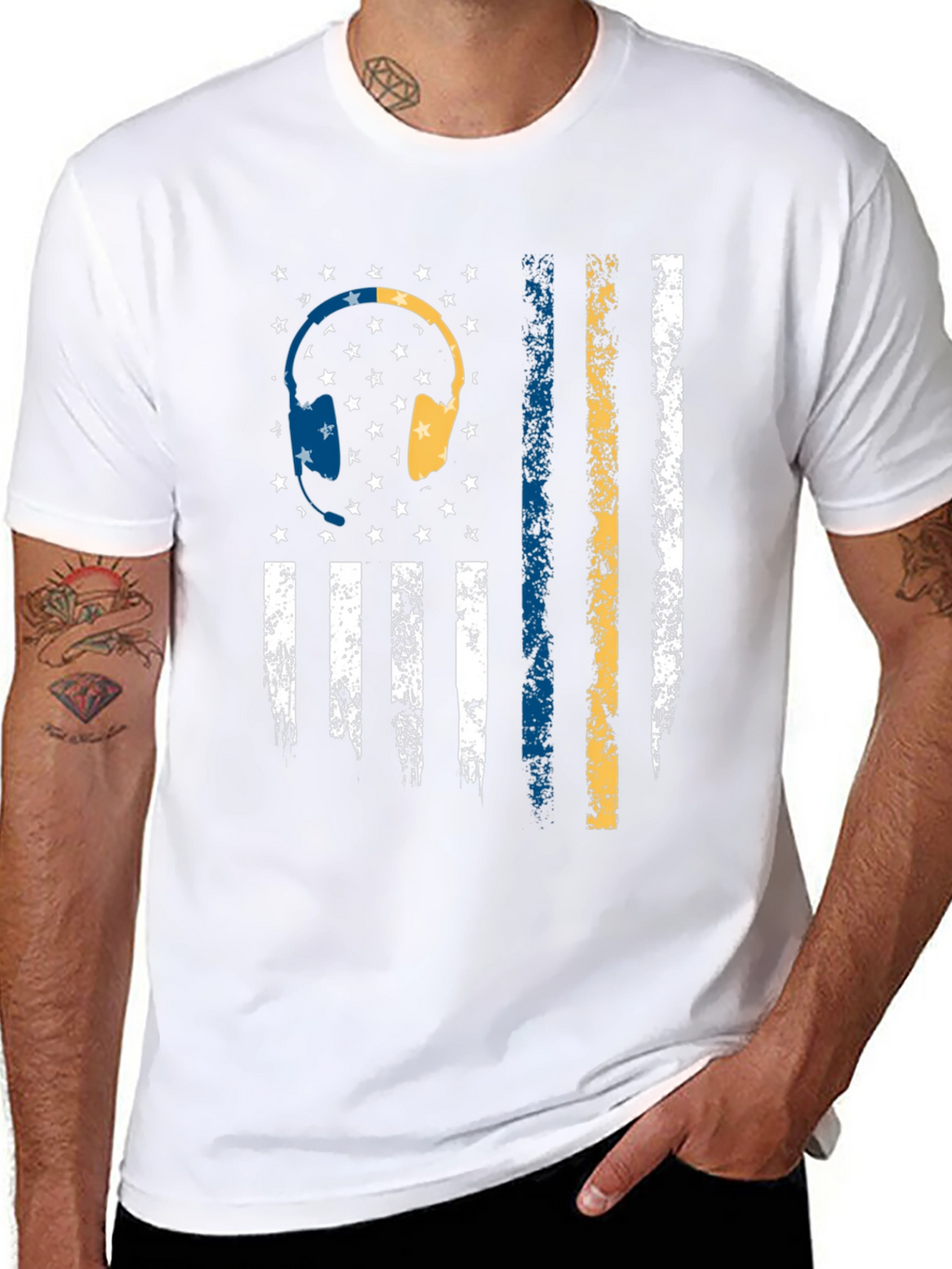 Headphone American Flag Graphic Tee