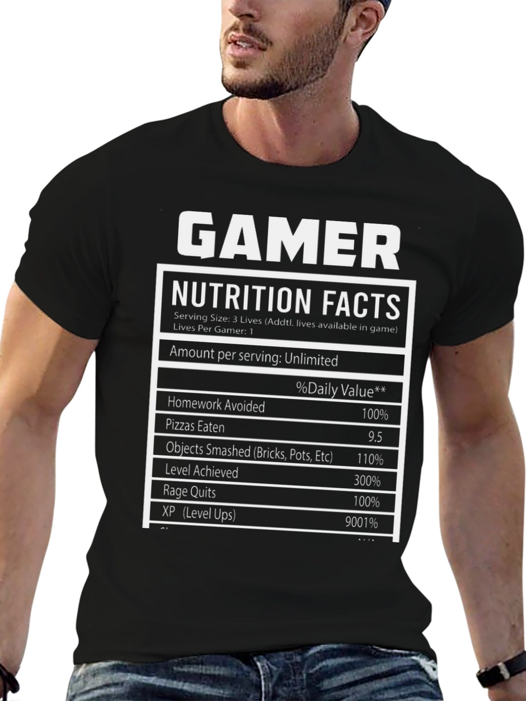 Gamer Nutrition Facts T-Shirt - Funny Gift
