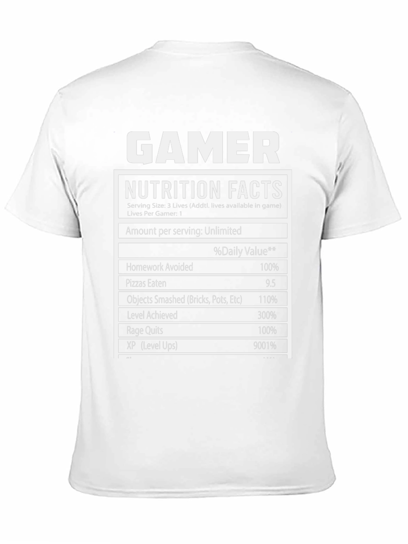 Gamer Nutrition Facts T-Shirt - Funny Gift