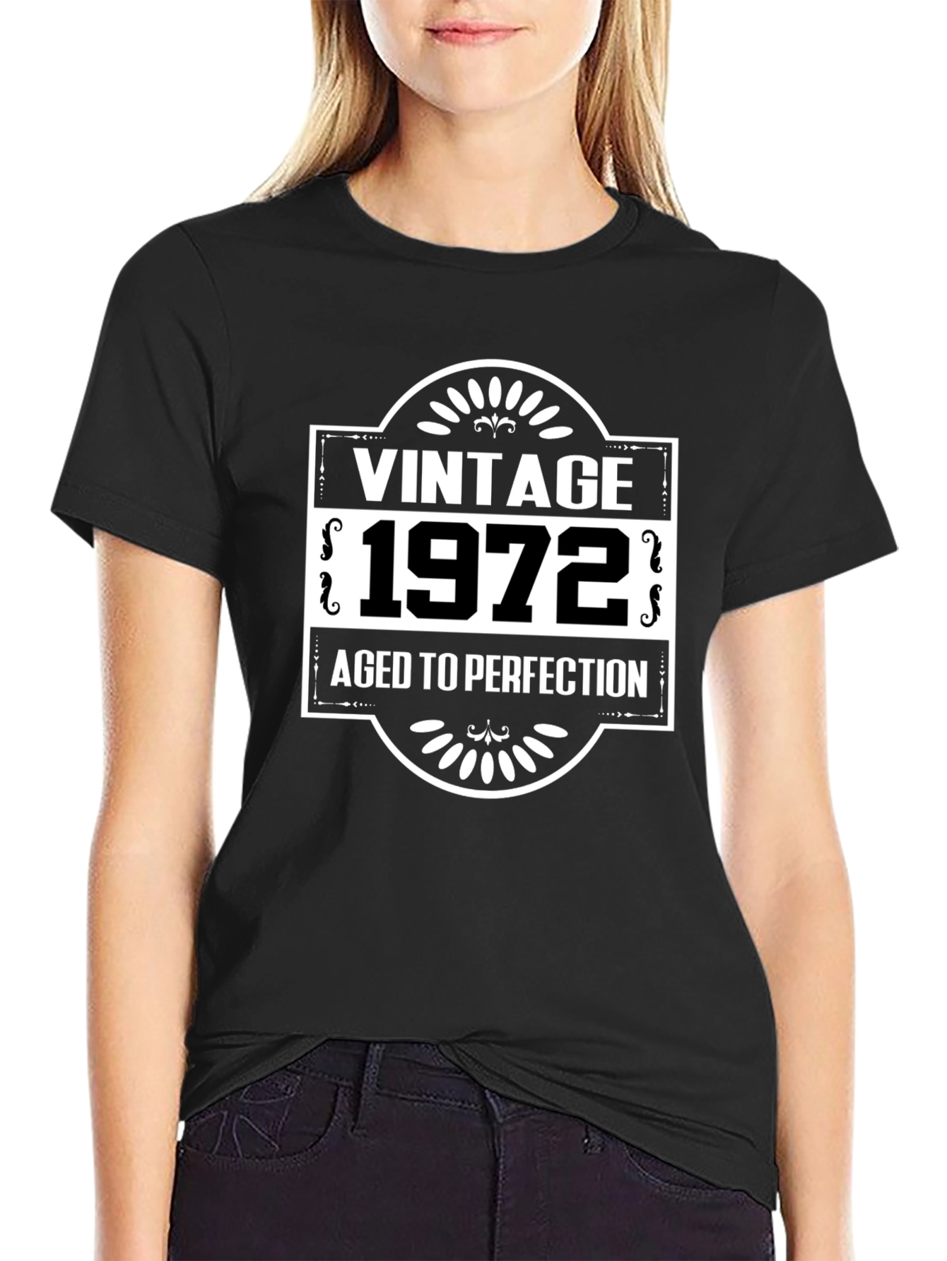 Vintage 1972 Aged To Perfection Black Graphic T-Shirt
