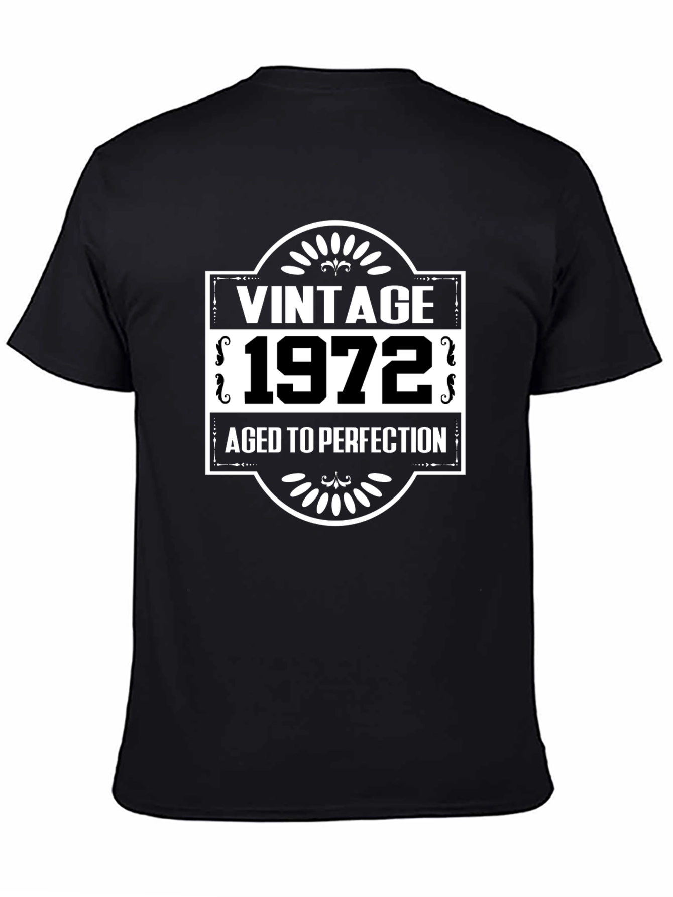 Vintage 1972 Aged To Perfection Black Graphic T-Shirt