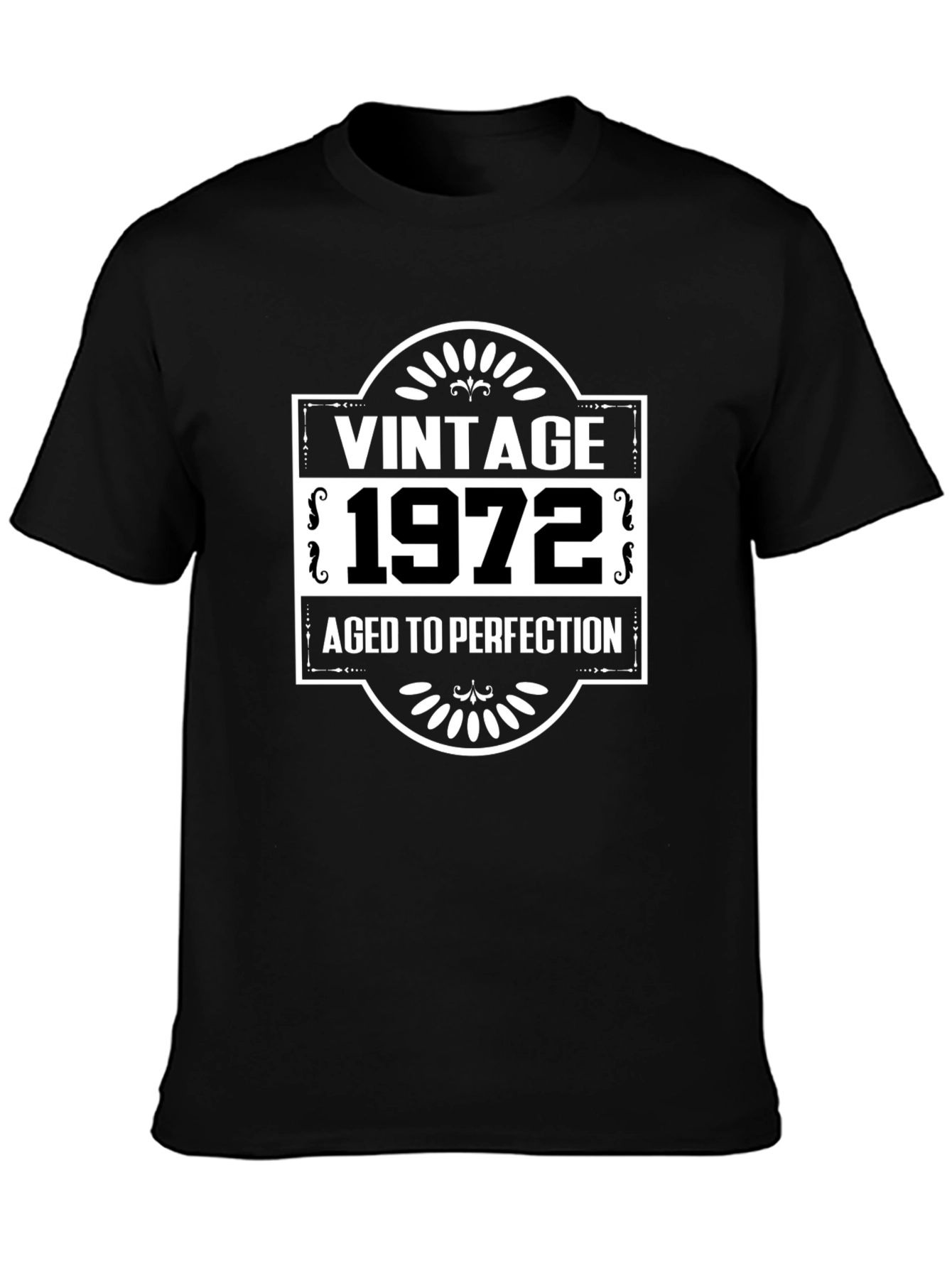 Vintage 1972 Aged To Perfection Black Graphic T-Shirt