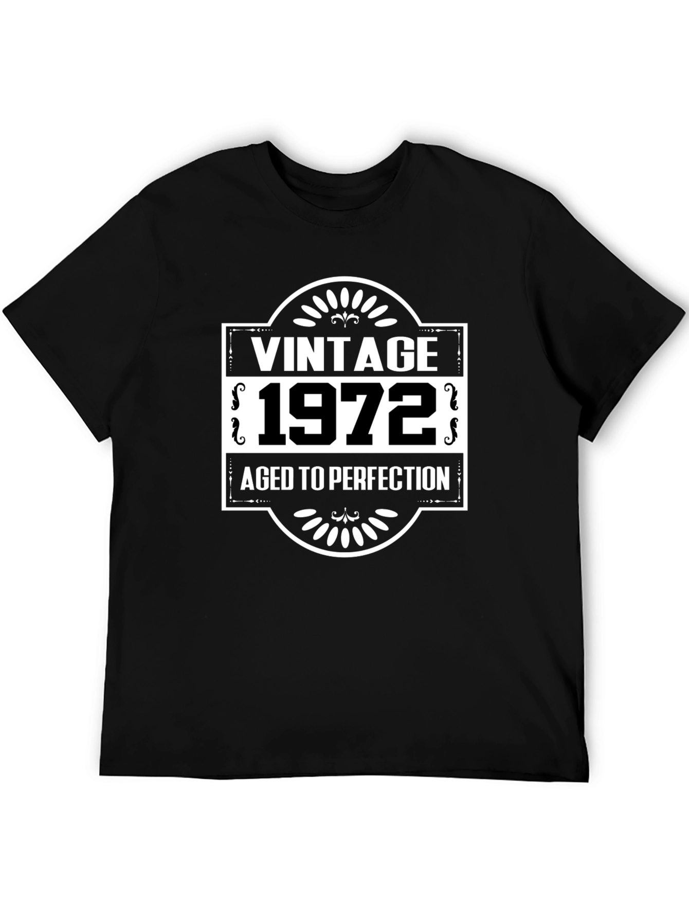 Vintage 1972 Aged To Perfection Black Graphic T-Shirt