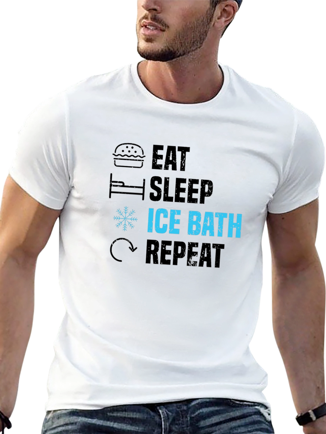 Eat Sleep Ice Bath Repeat Black T-Shirt