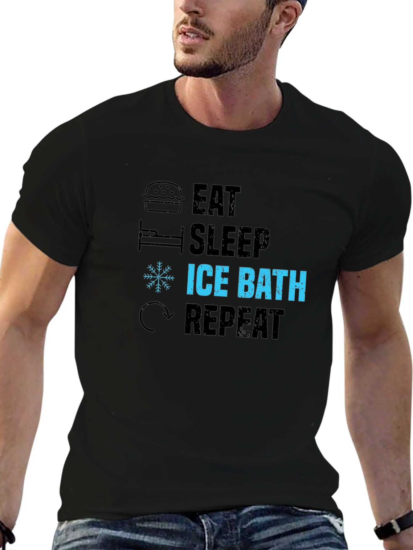 Eat Sleep Ice Bath Repeat Black T-Shirt