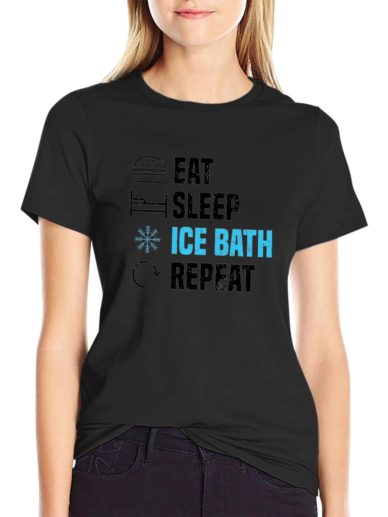 Eat Sleep Ice Bath Repeat Black T-Shirt