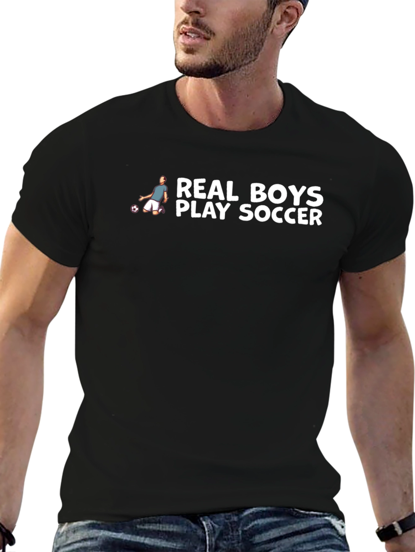 Real Boys Play Soccer Graphic T-Shirt