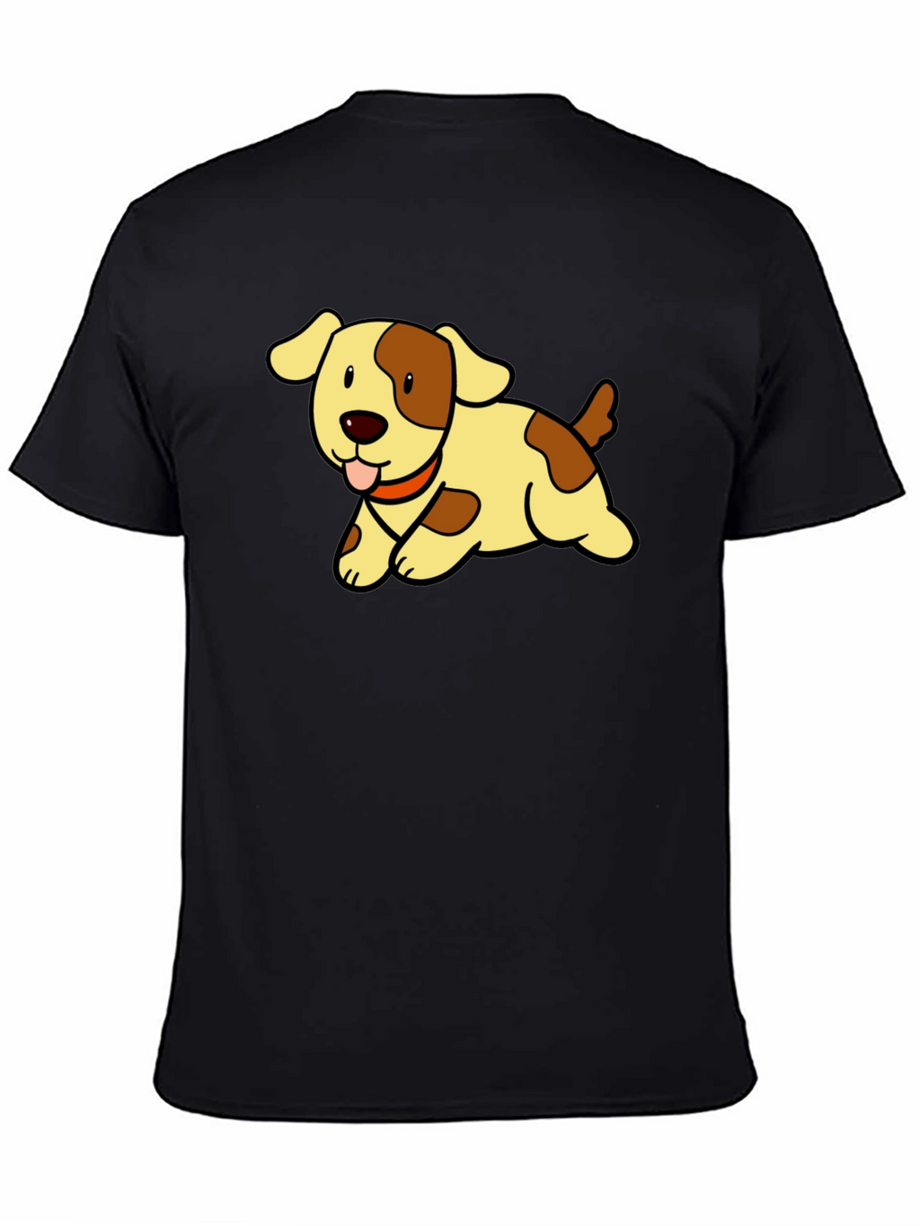 Cute Puppy Cartoon Black T-Shirt
