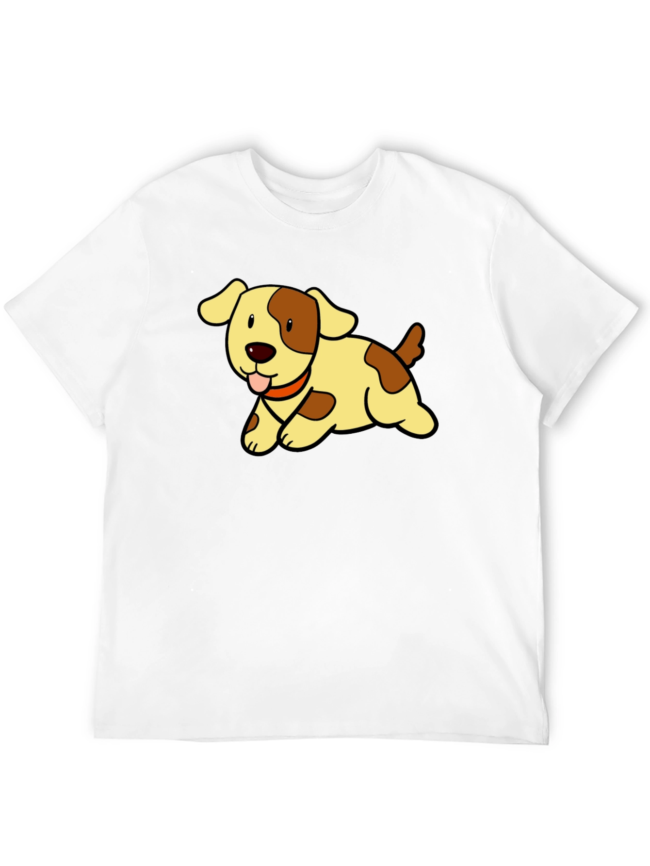Cute Puppy Cartoon Black T-Shirt