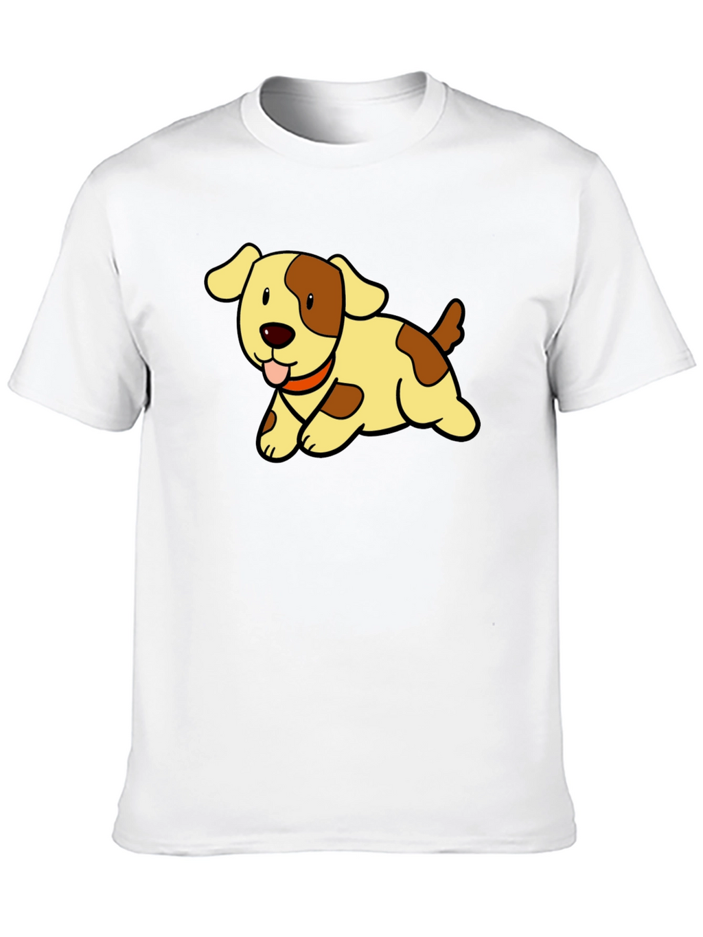 Cute Puppy Cartoon Black T-Shirt