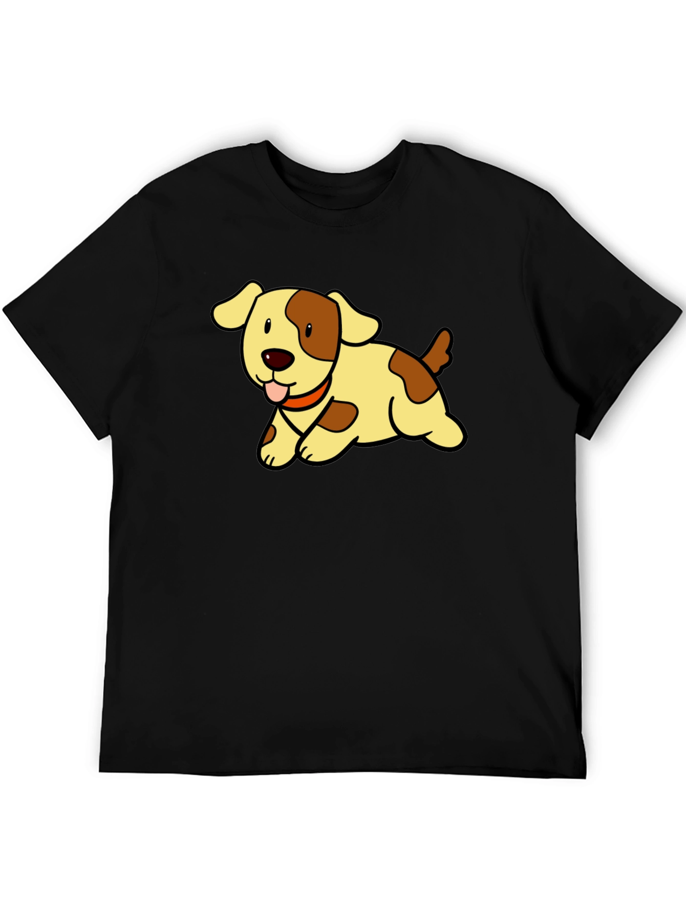 Cute Puppy Cartoon Black T-Shirt