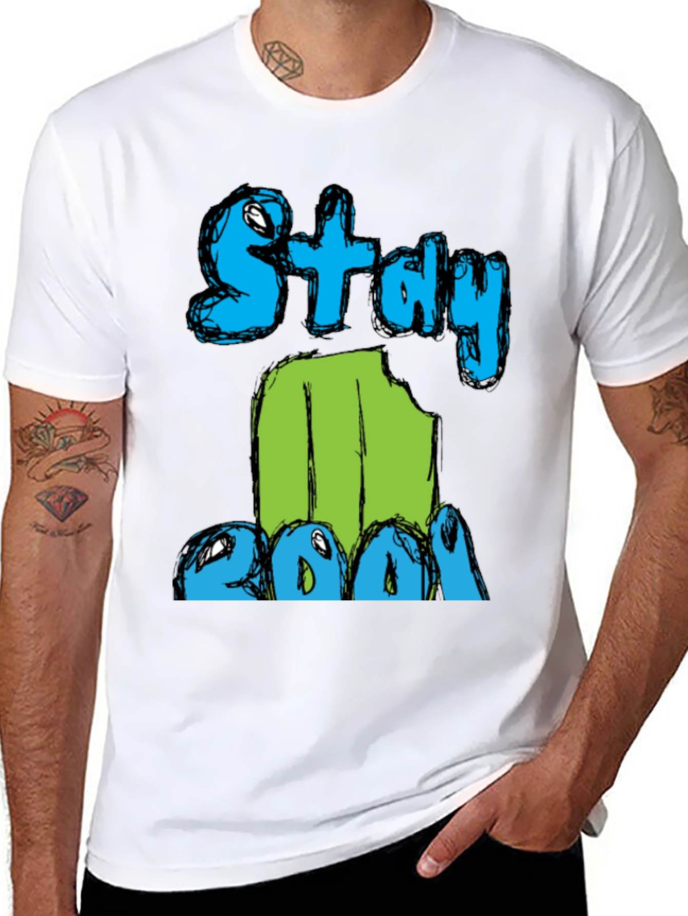 Stay Cool Graphic Print Mens Black T-Shirt