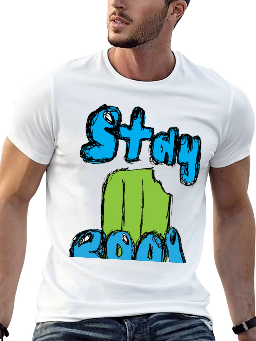 Stay Cool Graphic Print Mens Black T-Shirt