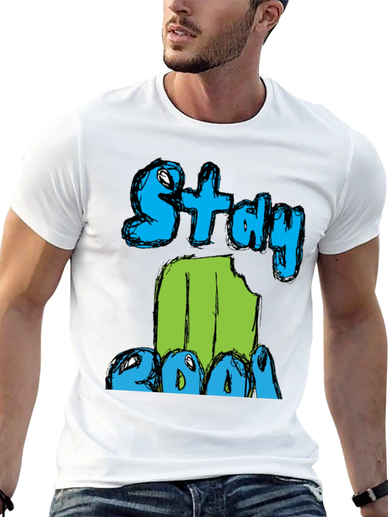 Stay Cool Graphic Print Mens Black T-Shirt