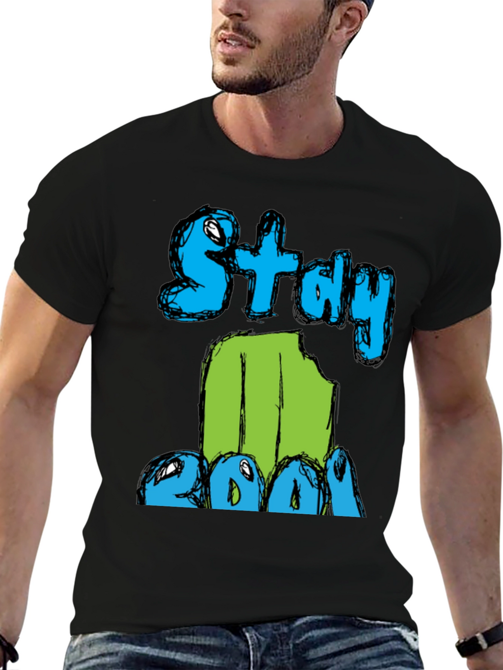 Stay Cool Graphic Print Mens Black T-Shirt