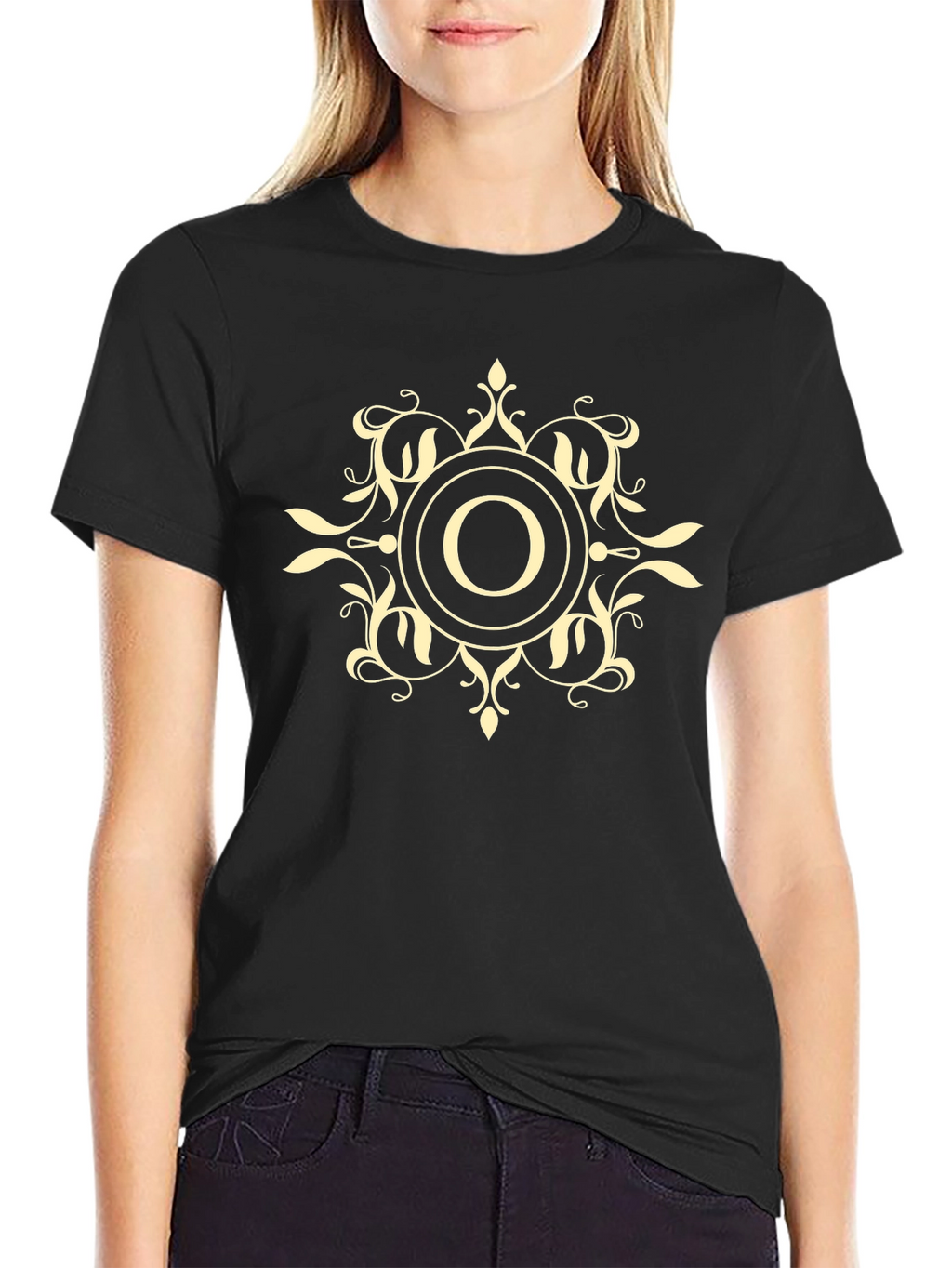 Ornate Initial O Black T-Shirt