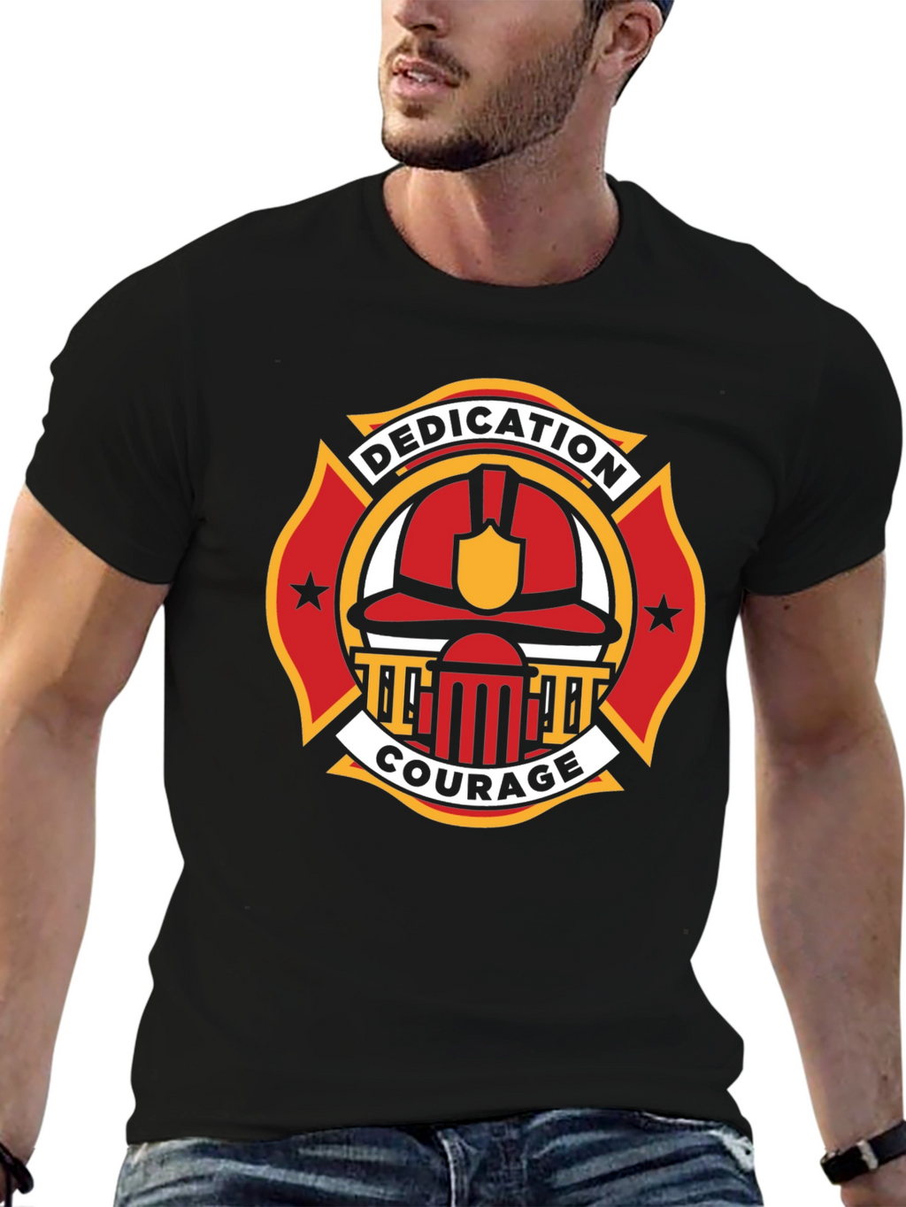 Firefighter Dedication Courage Graphic T-Shirt