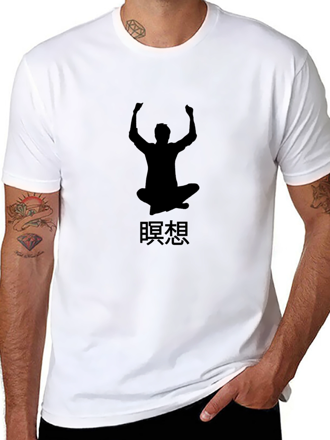 Meditating Man Graphic Tee - Black