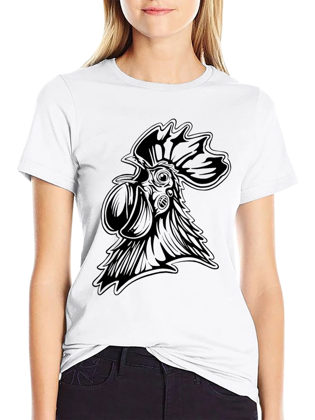 Mens Black Rooster Graphic T-Shirt