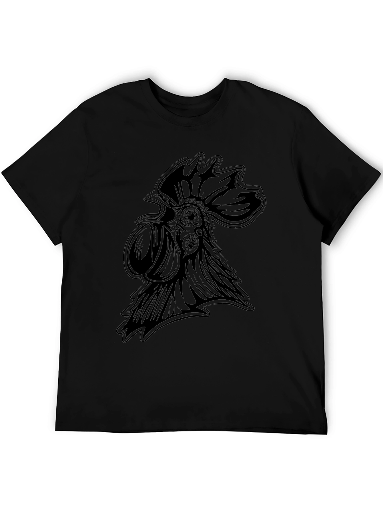 Mens Black Rooster Graphic T-Shirt