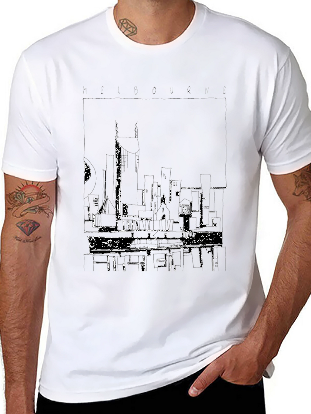 Melbourne Cityscape Graphic Tee - Black