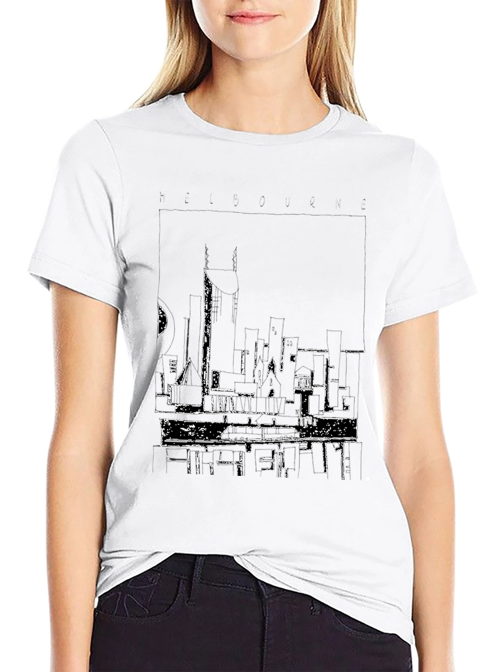 Melbourne Cityscape Graphic Tee - Black