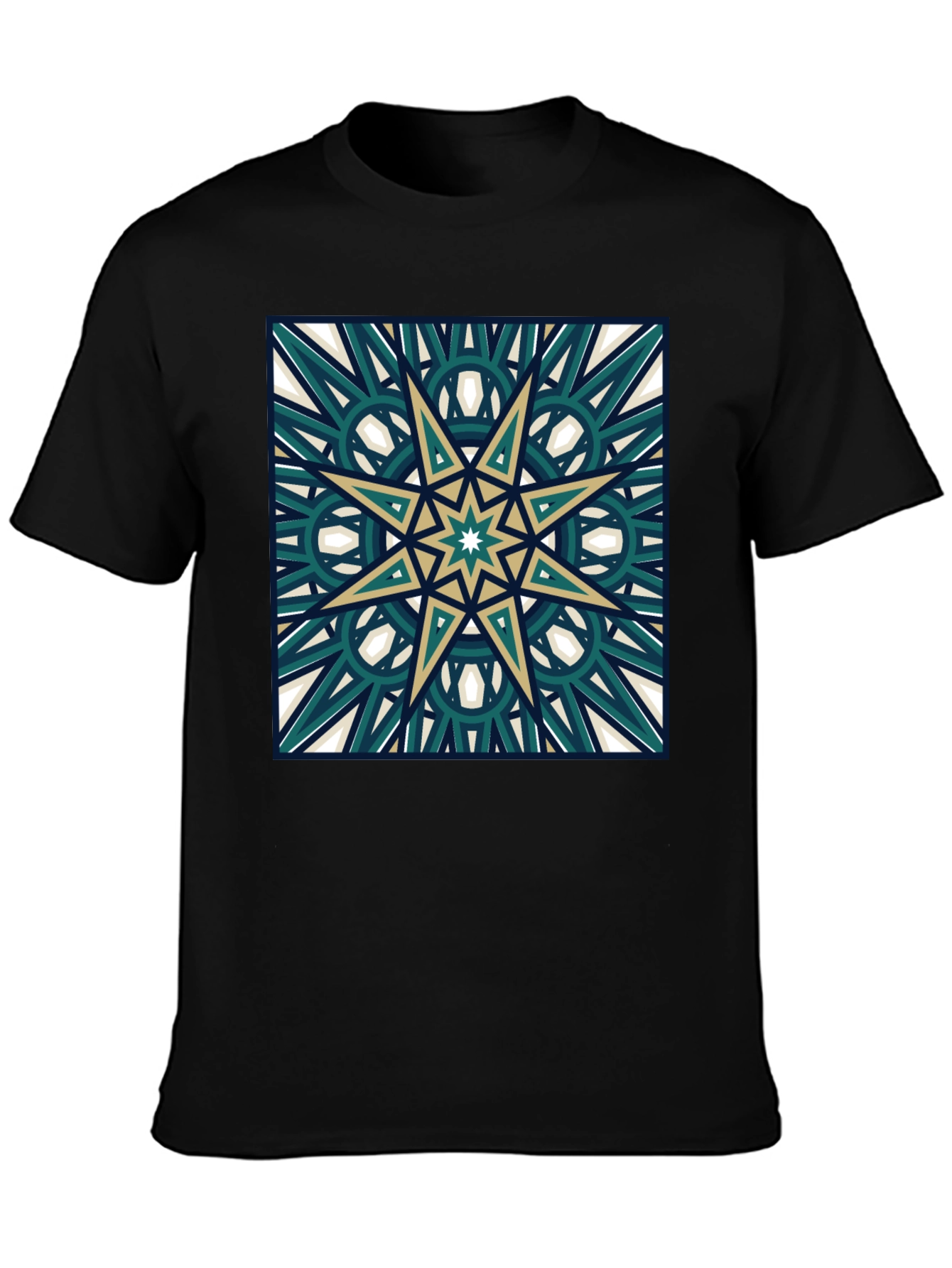 Geometric Star Design Black T-Shirt