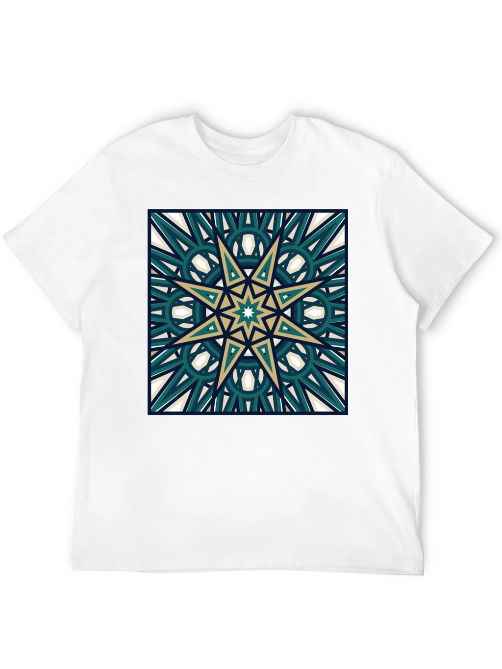 Geometric Star Design Black T-Shirt