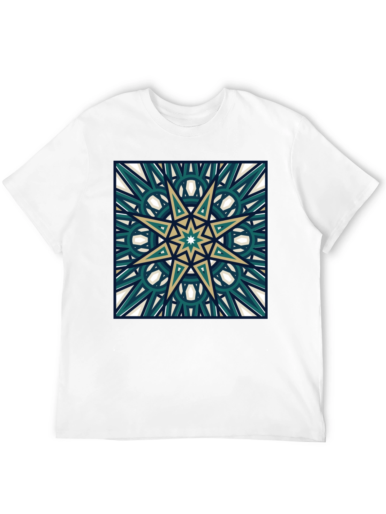 Geometric Star Design Black T-Shirt