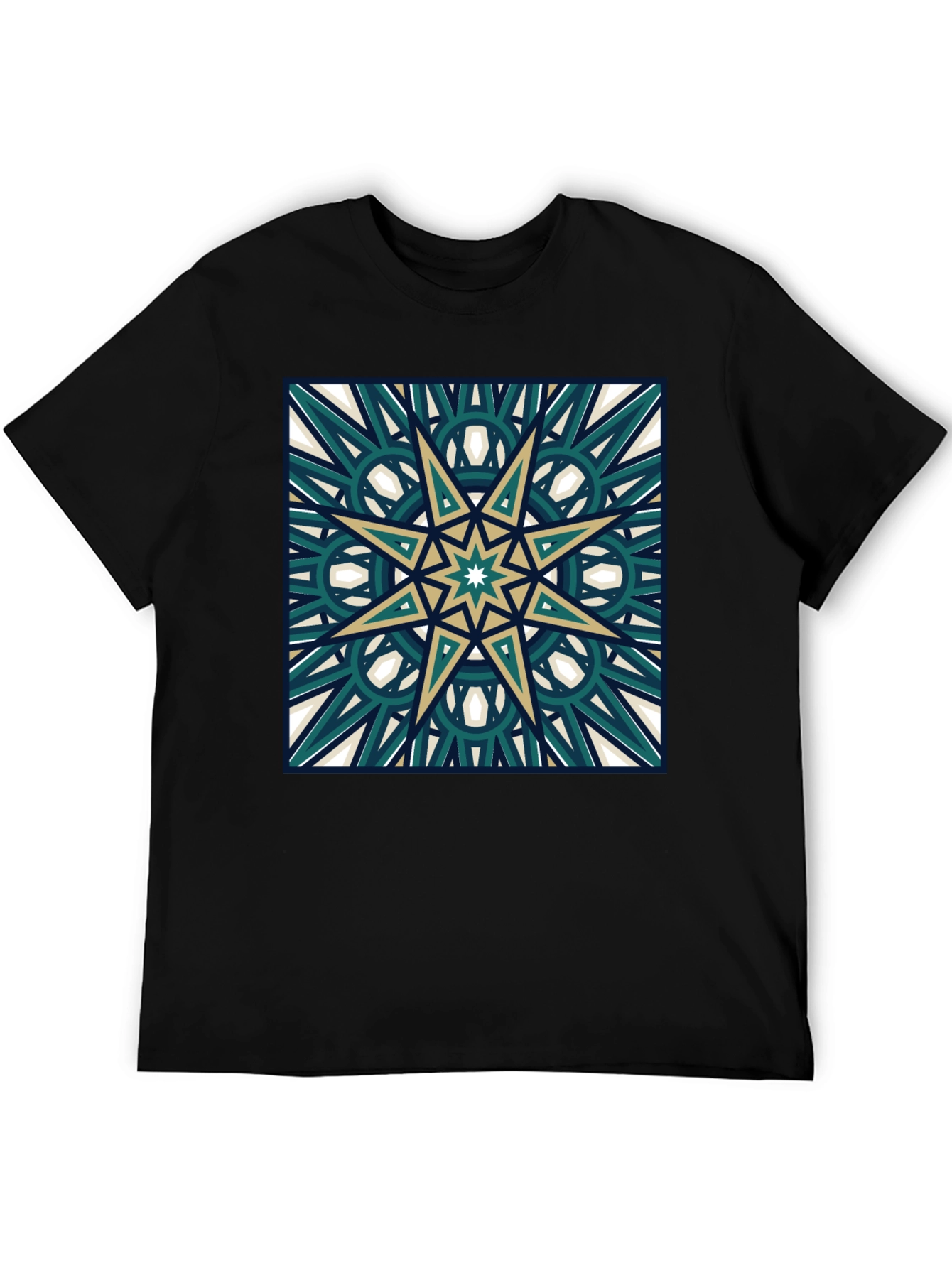 Geometric Star Design Black T-Shirt