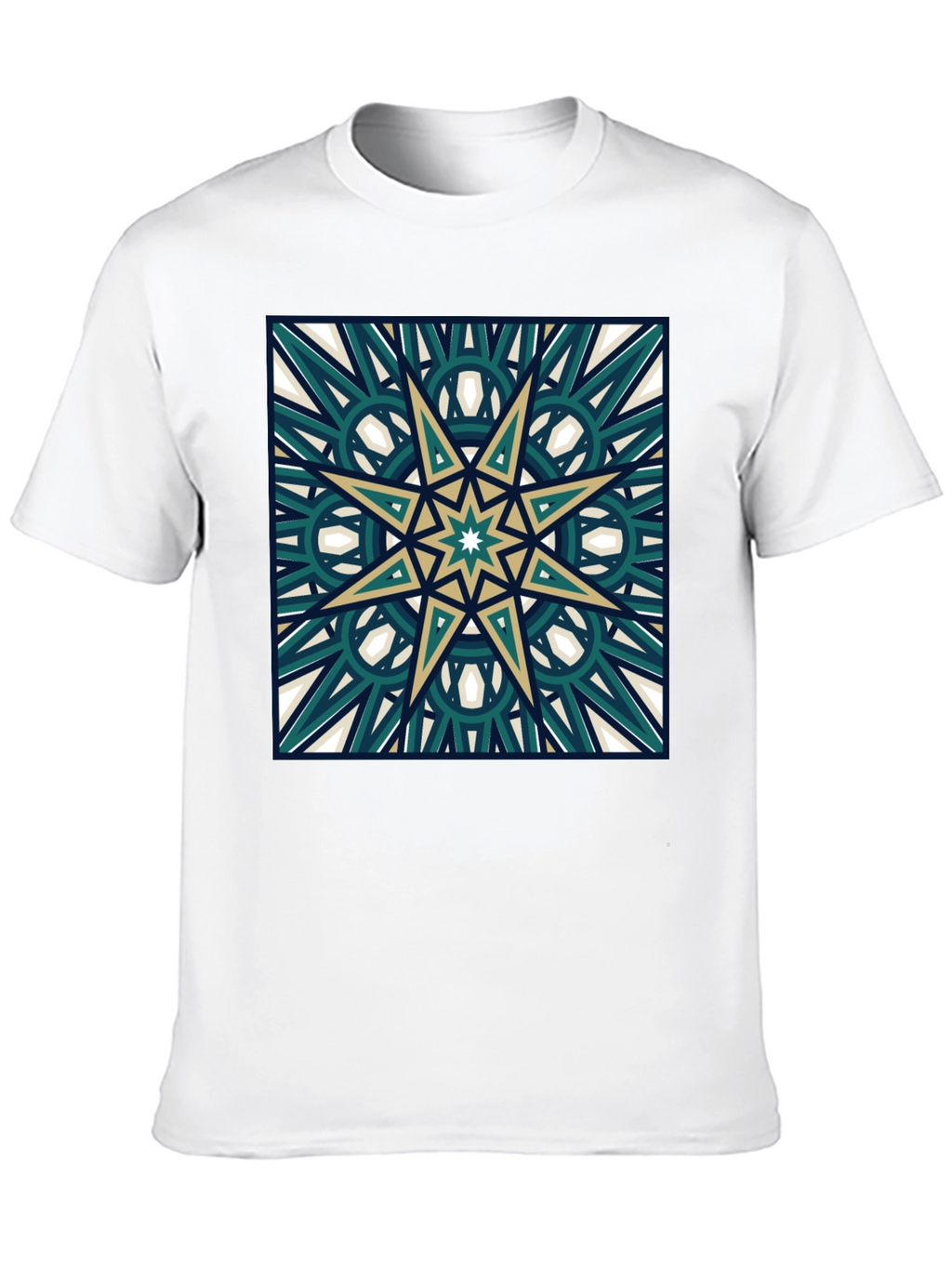 Geometric Star Design Black T-Shirt