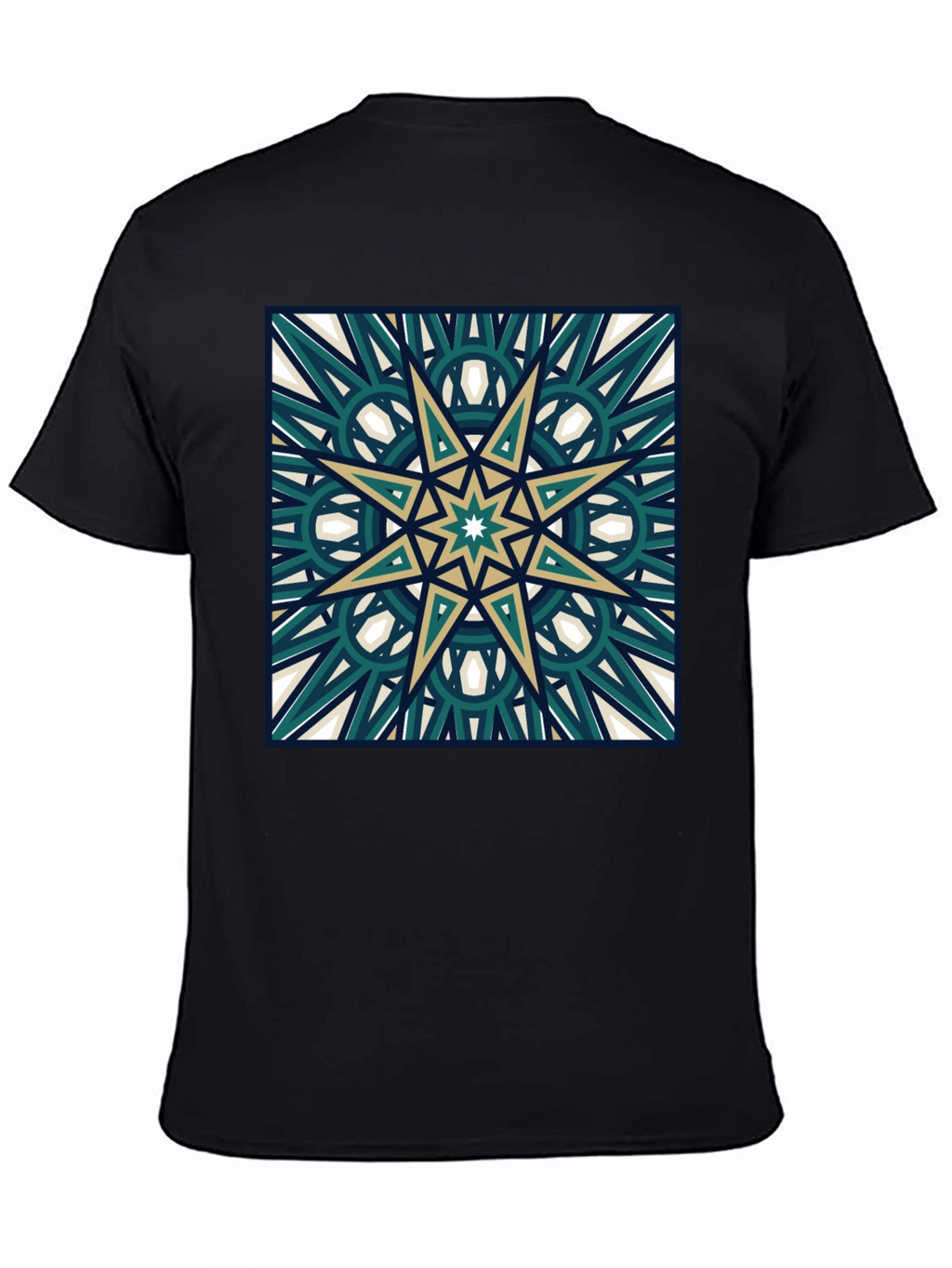 Geometric Star Design Black T-Shirt