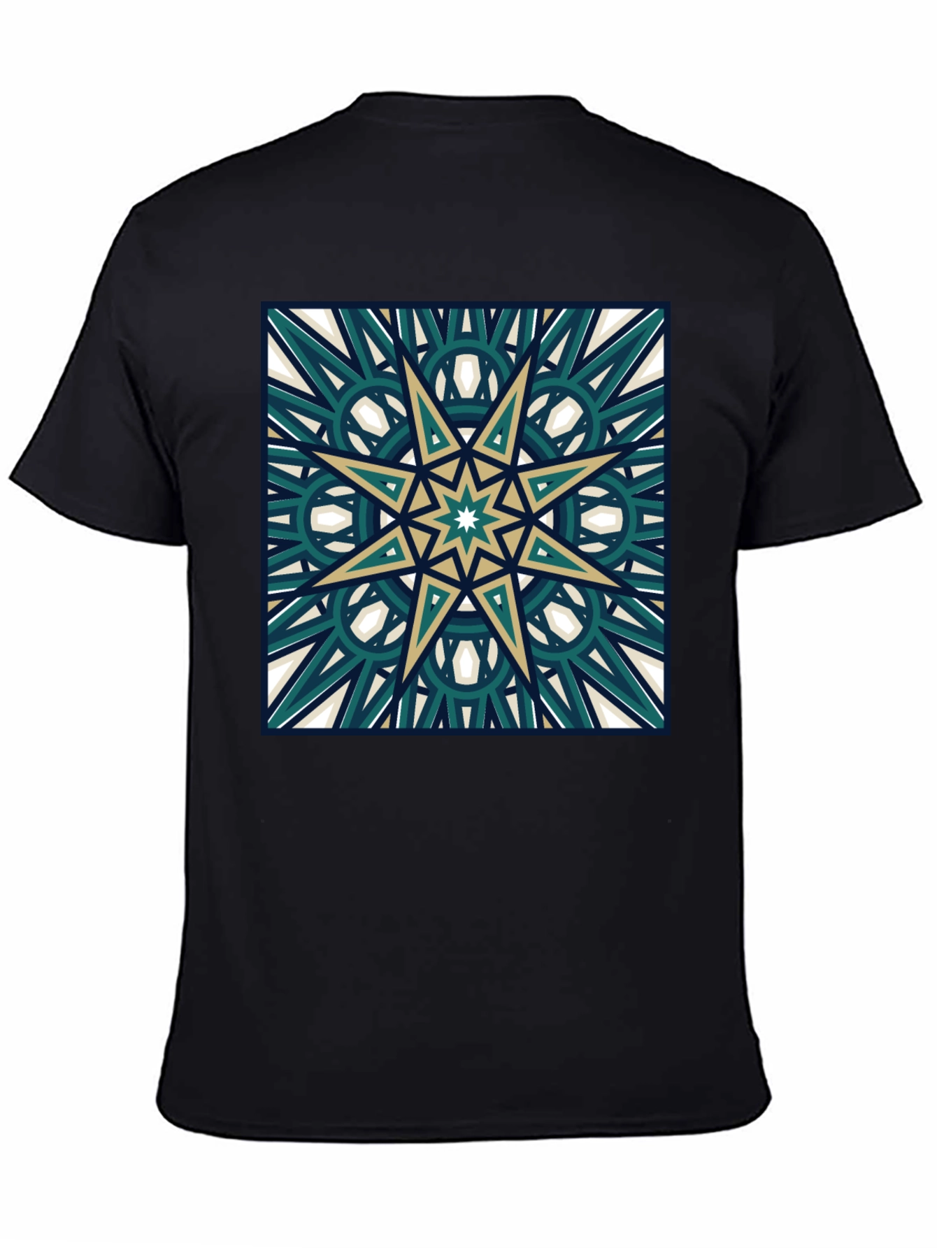 Geometric Star Design Black T-Shirt