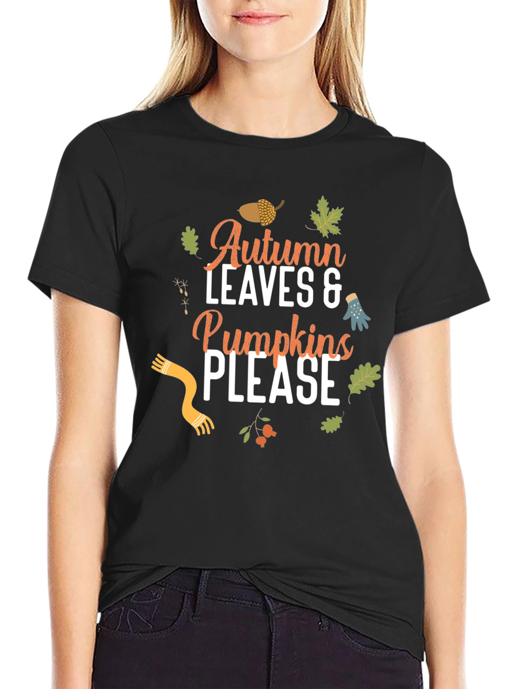 Autumn Leaves & Pumpkins Please T-Shirt