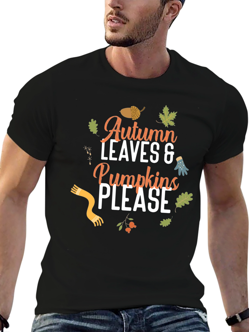 Autumn Leaves & Pumpkins Please T-Shirt
