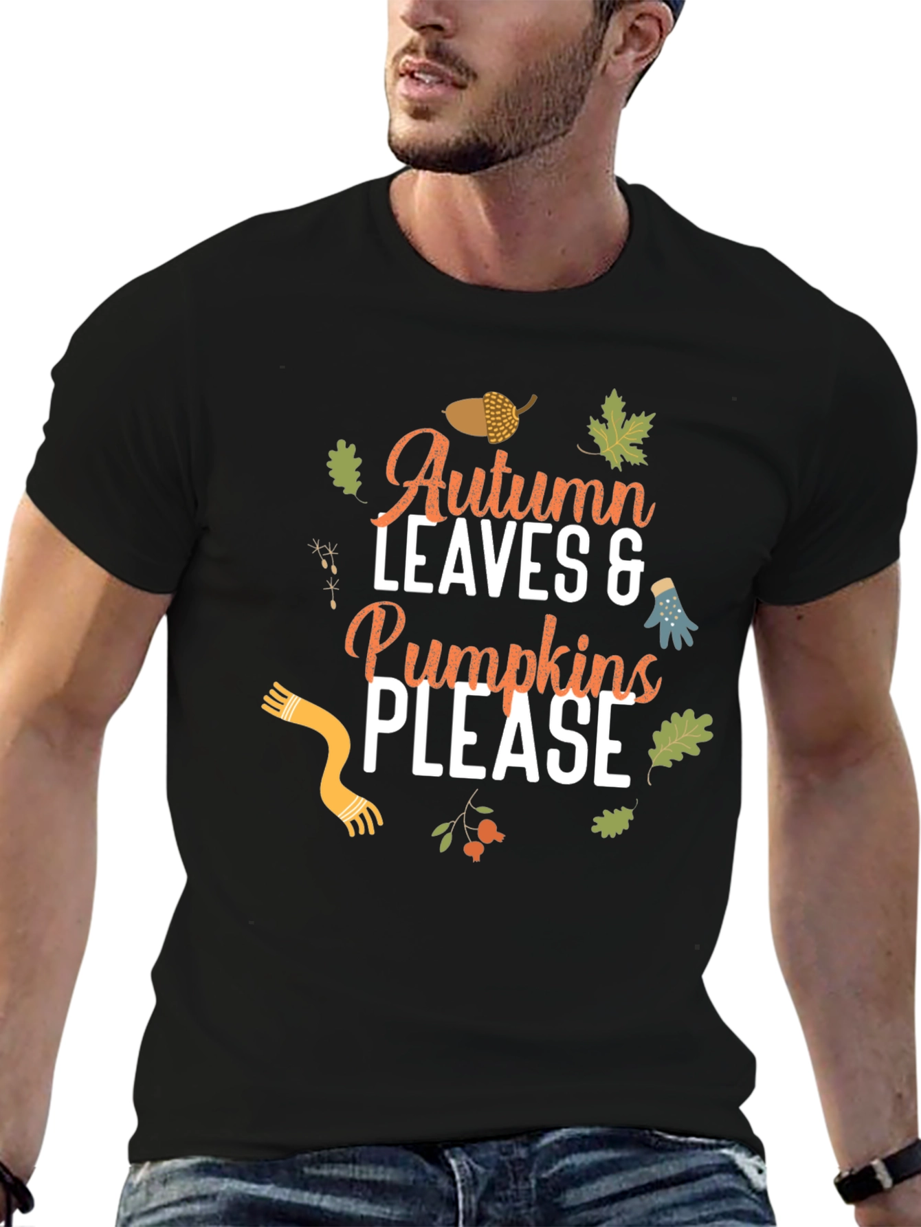 Autumn Leaves & Pumpkins Please T-Shirt